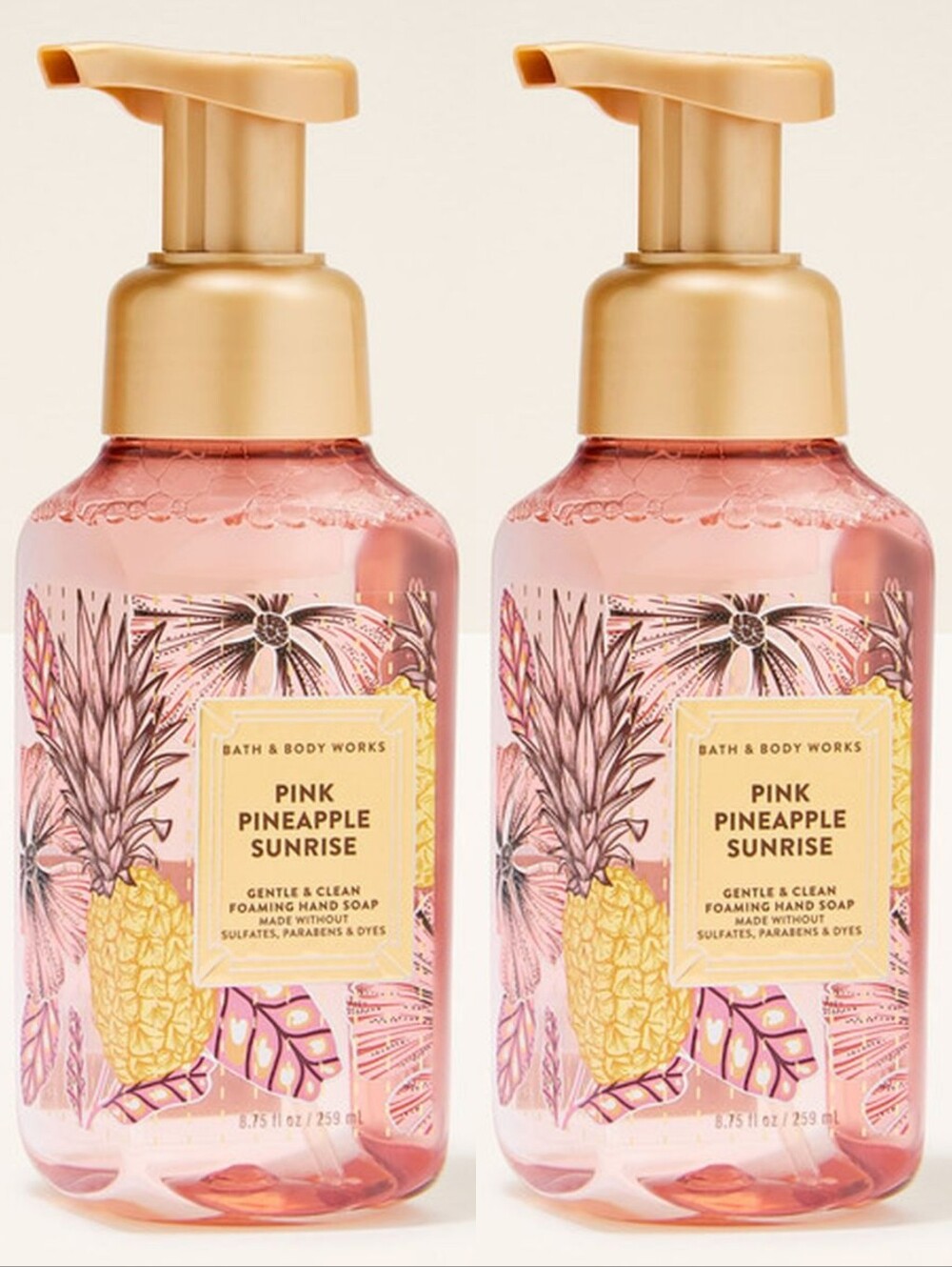 Bath & Body Works Pink Pineapple Sunrise Foaming Hand Soap Set of 2 NEW RARE